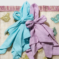 Bow Linen Napkin - Aqua (Set of 2)