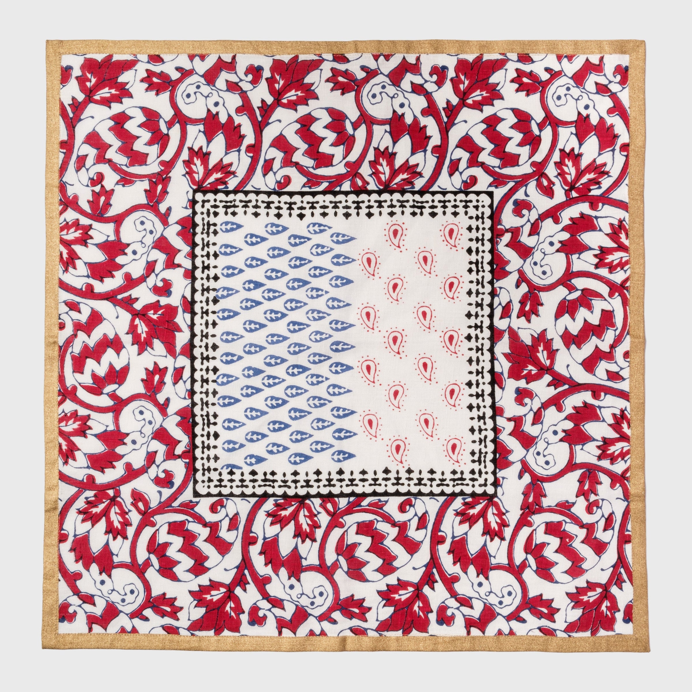Joyful Block Print Napkin - Red (Set of 2)