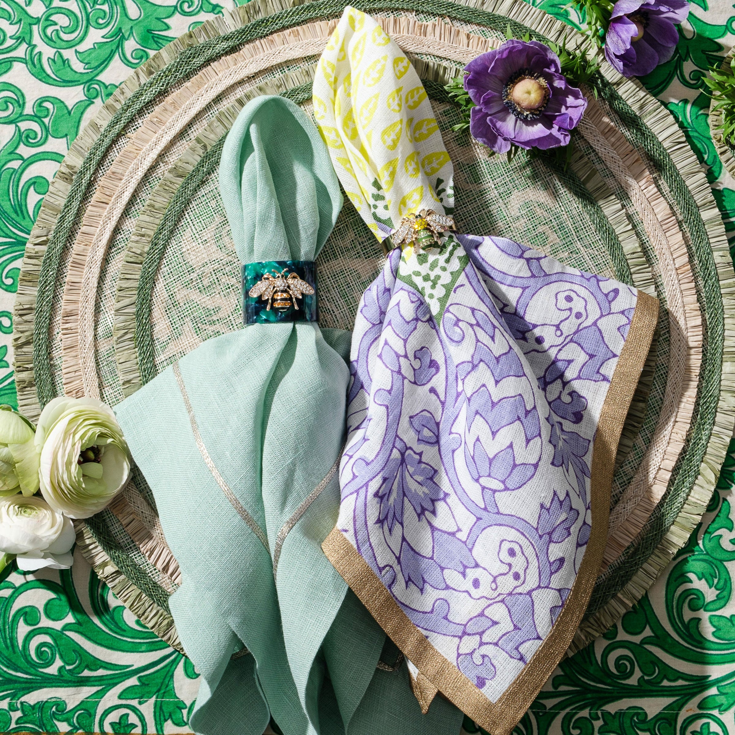 Joyful Block Print Napkin - Lilac (Set of 2)