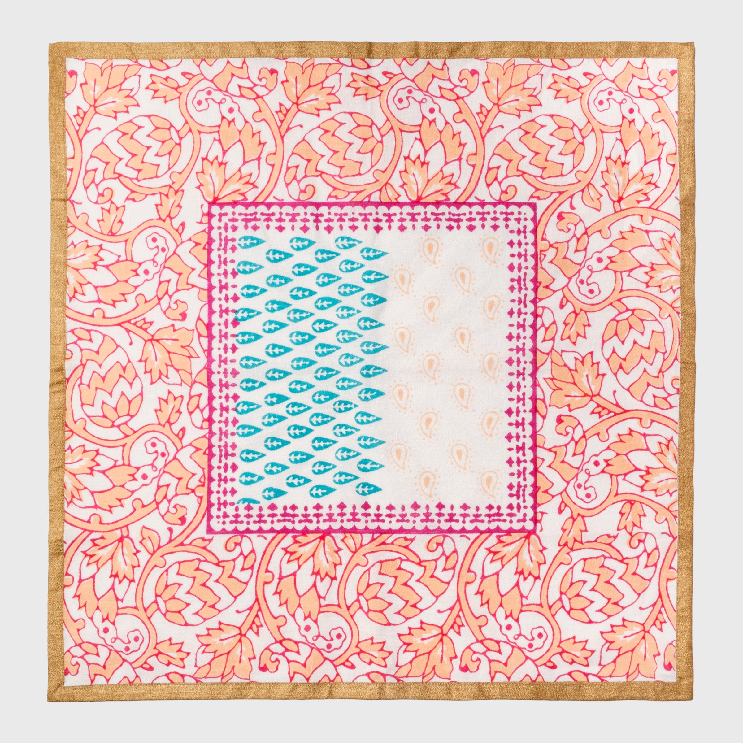 Joyful Block Print Napkin - Pink (Set of 2)