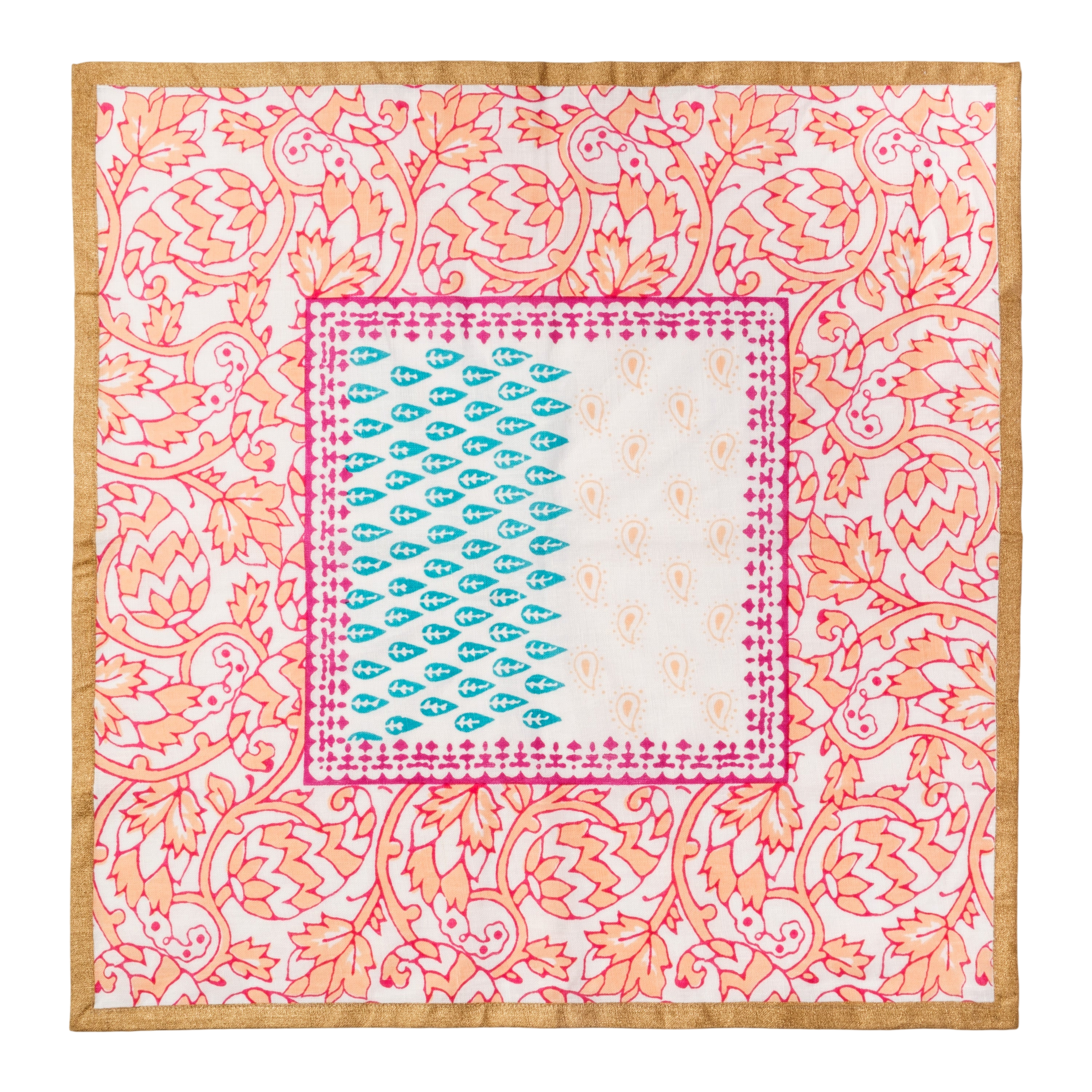 Joyful Block Print Napkin - Pink (Set of 2)