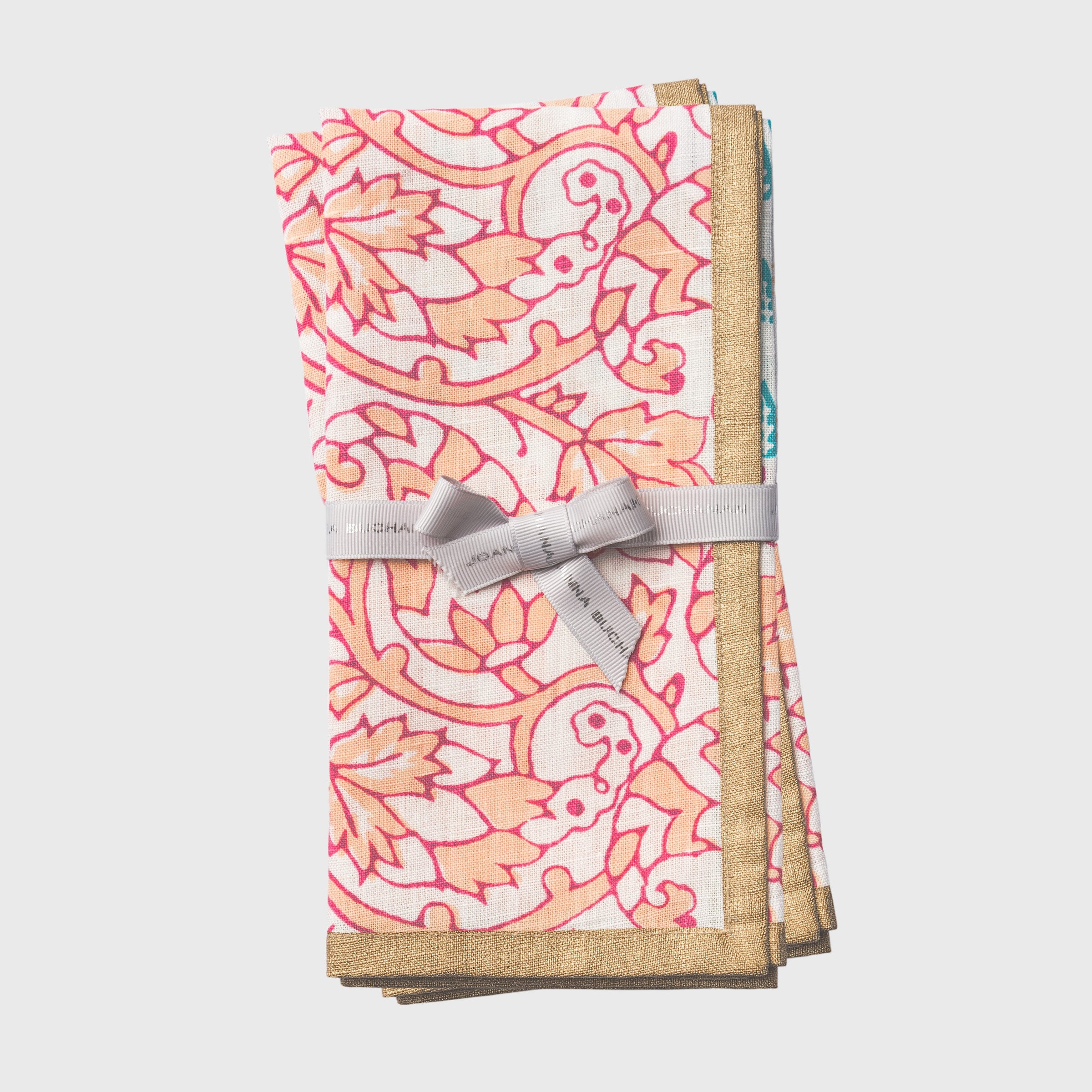 Joyful Block Print Napkin - Pink (Set of 2)