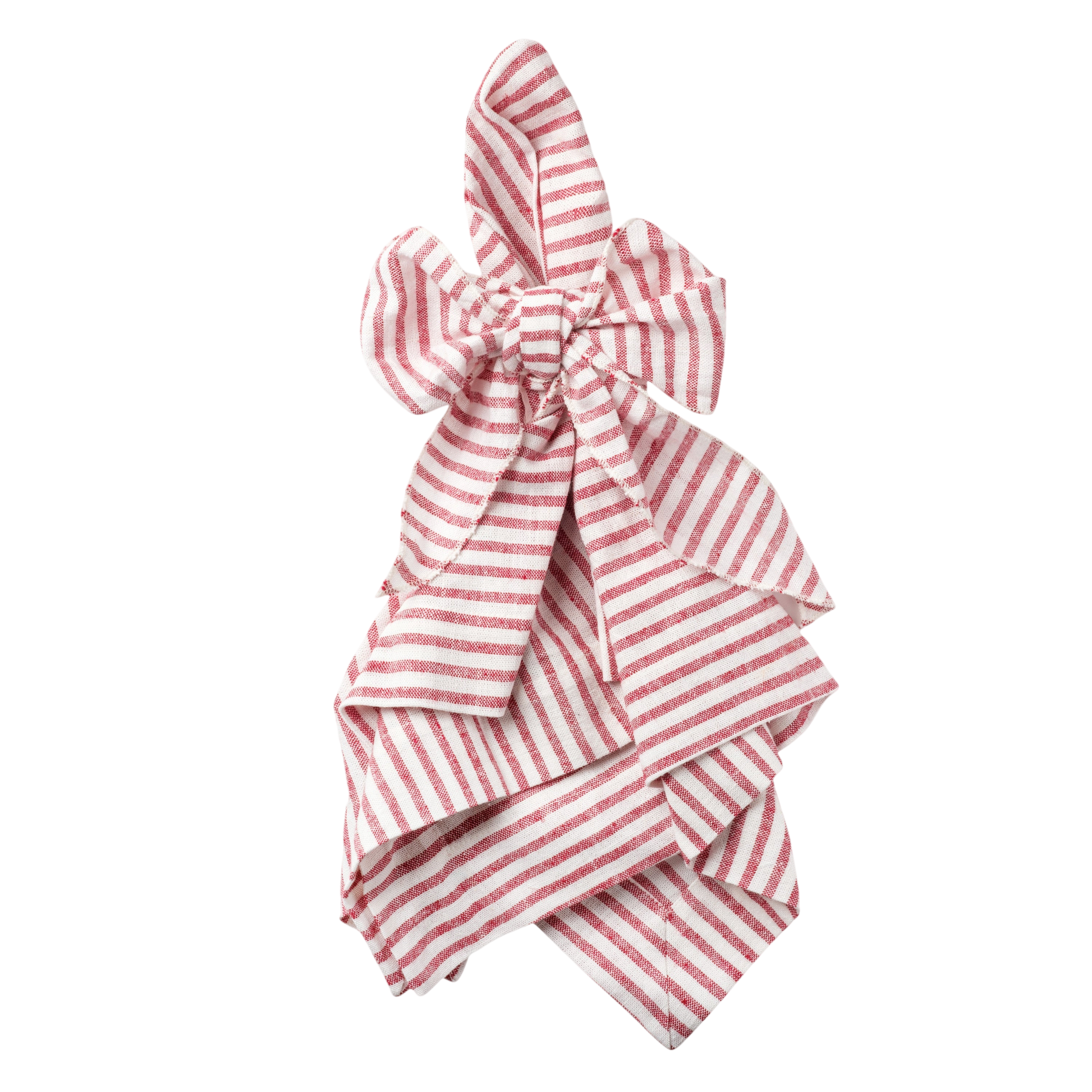 Bow Linen Napkin - Red Stripe (Set of 2)