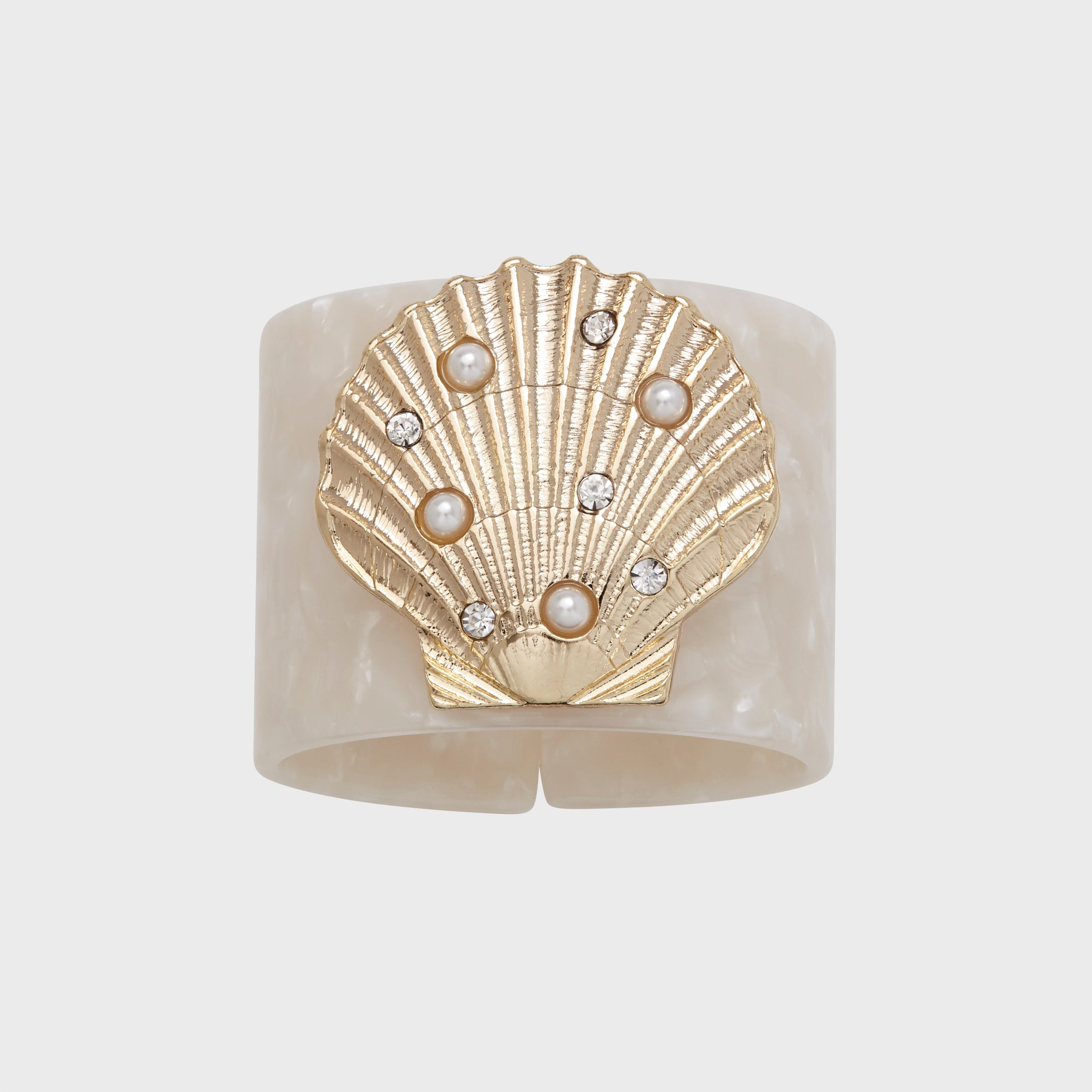 Shell Resin Napkin Rings - Pearly White (Set of Four)