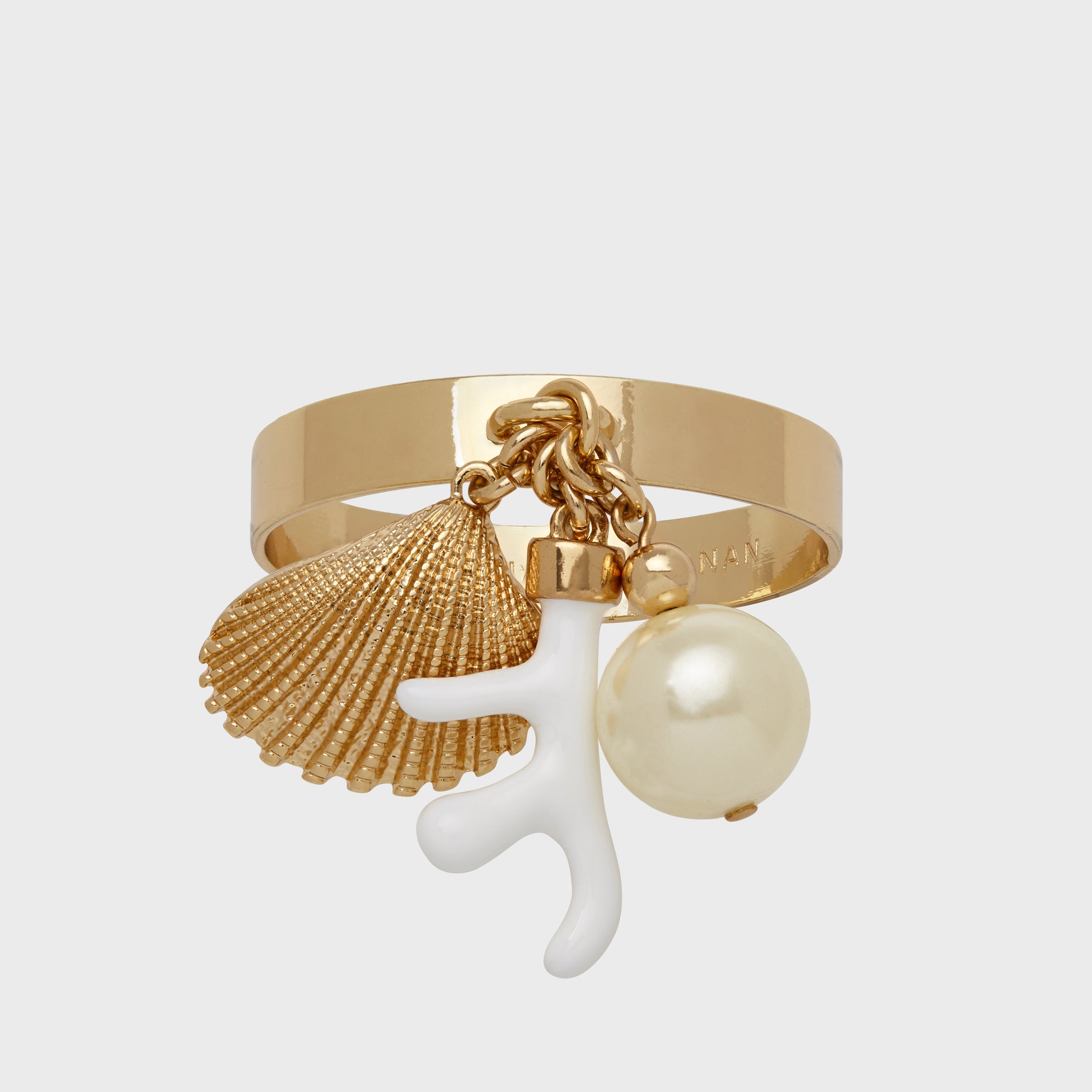 Coral and Shell Skinny Napkin Rings - Cream (Set of 4)