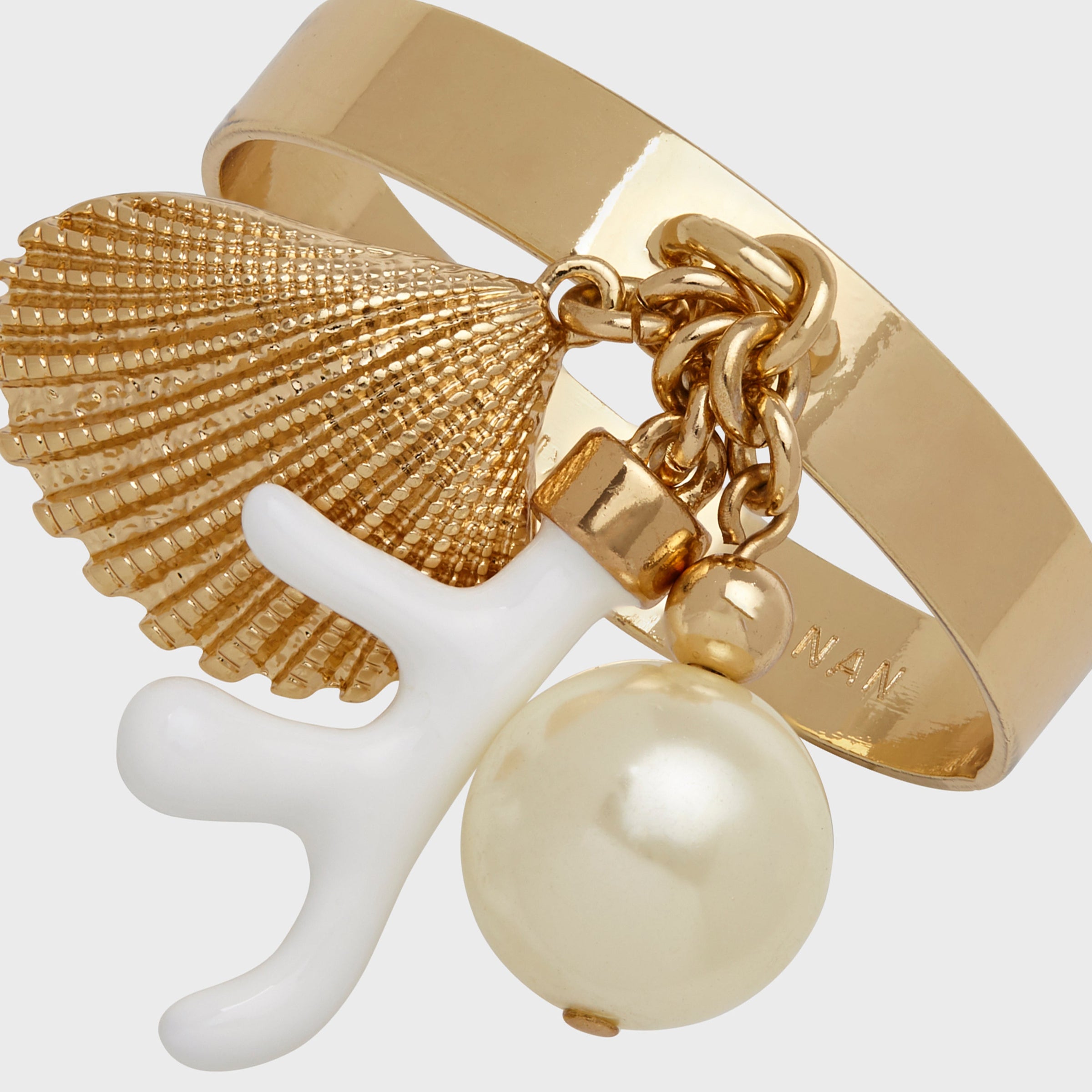 Coral and Shell Skinny Napkin Rings - Cream (Set of 4)