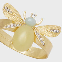 Etched Wing Bug Skinny Napkin Rings - Lemon Jasper (Set of 4)