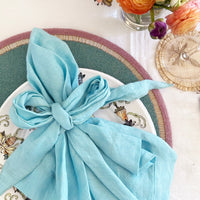 Bow Linen Napkin - Aqua (Set of 2)