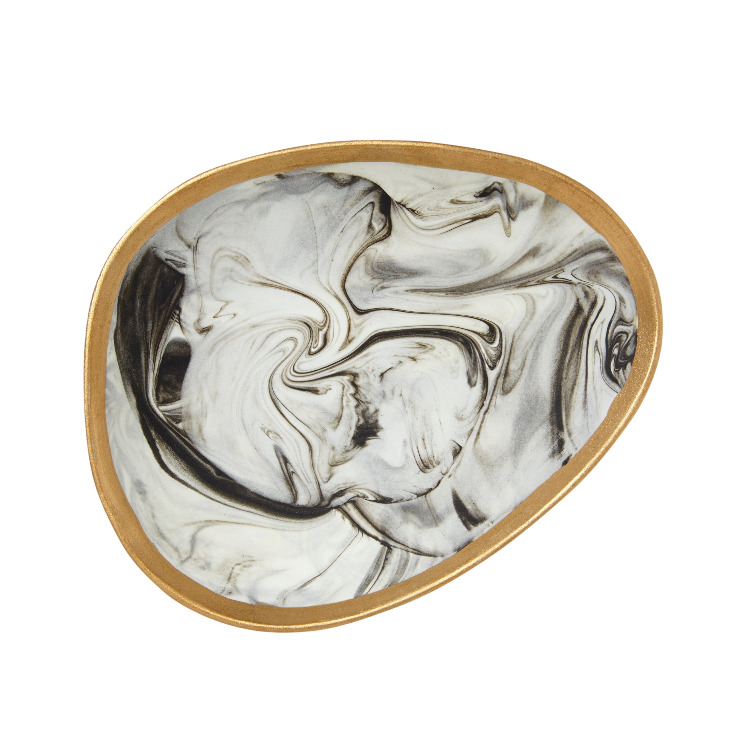 Marbleized Porcelain Ring Dish - Grey