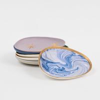 Marbleized Porcelain Ring Dish - Grey