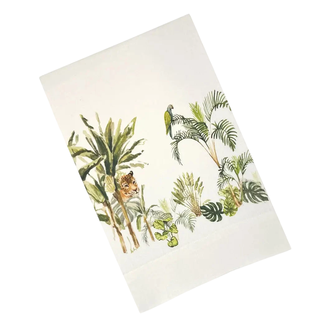 Jungle Hand-Painted Linen Tablecloth