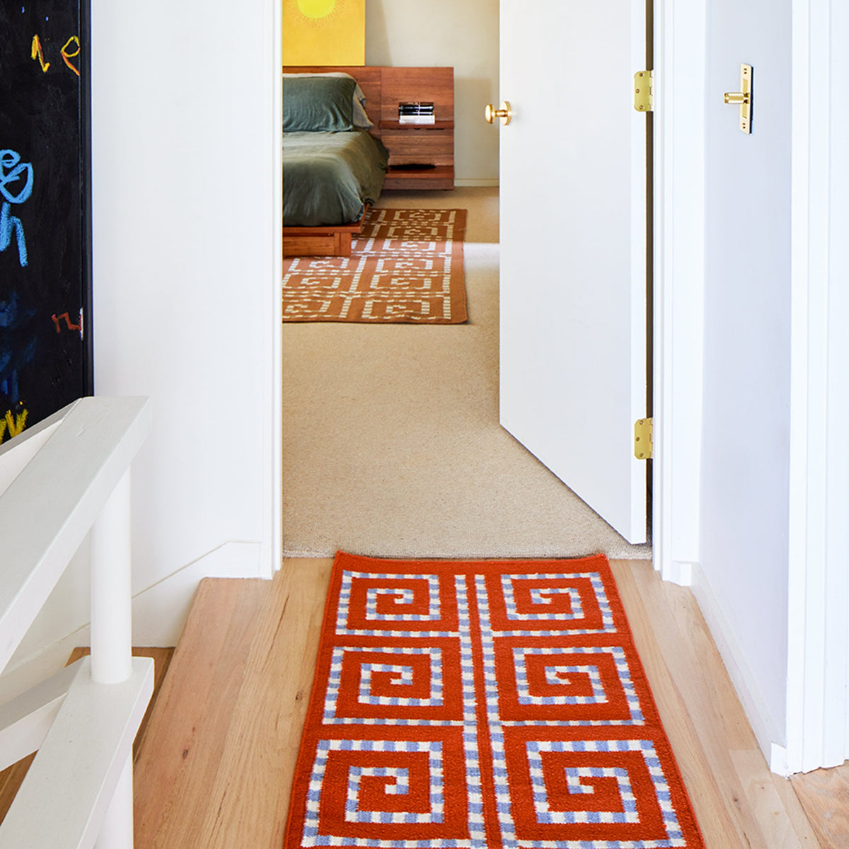 Key Runner Rug| Cranberry