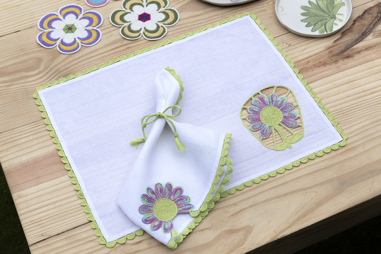 Hand Crochet Garden Placemats 14" x 18" (Set of 4)