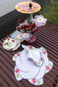 Hand Embroidered Heirloom Petals Placemats 16" round (Set of 4)