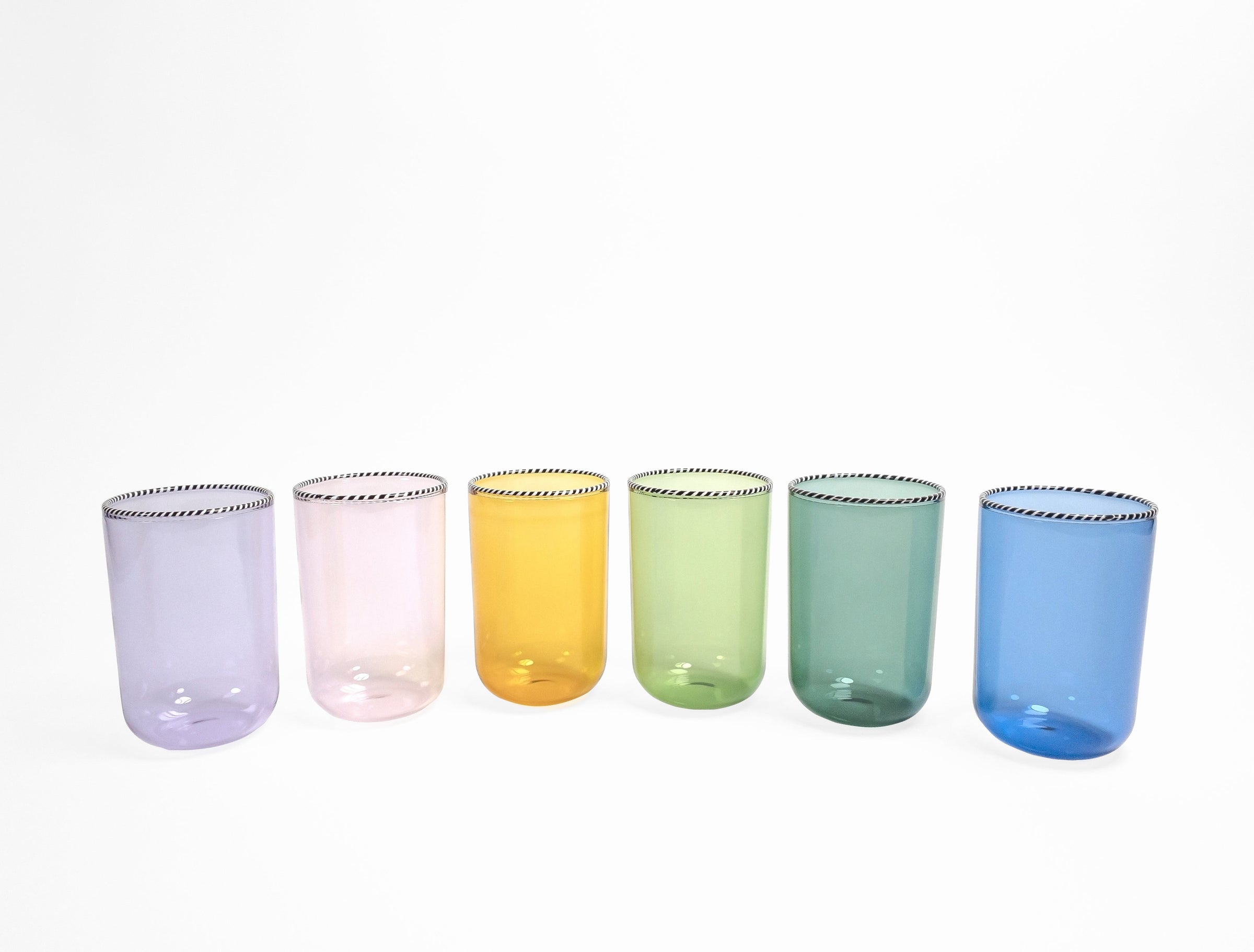 Large Striped Rim Glasses - Rainbow (Set of 6)