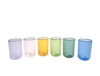 Large Striped Rim Glasses - Rainbow (Set of 6)