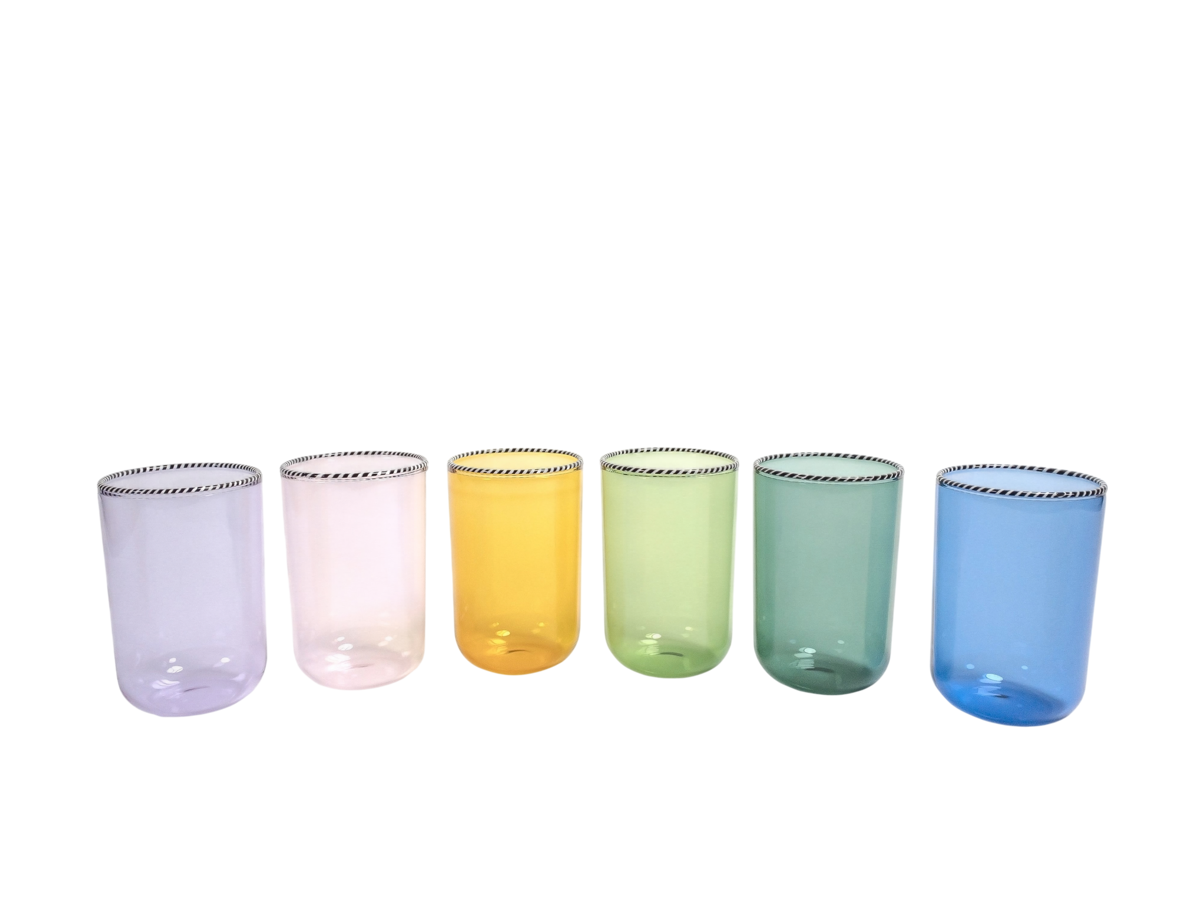 Large Striped Rim Glasses - Rainbow (Set of 6)