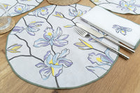 Hand Embroidered Floral Fresco Placemats 16" round (Set of 4)