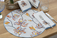 Hand Embroidered Floral Fresco Placemats 16" round (Set of 4)