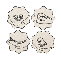 Line Drawing Embroidered Linen Coasters (Set of 4)