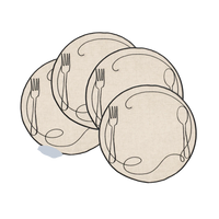Line Drawing Embroidered Linen Placemats (Set of 4)