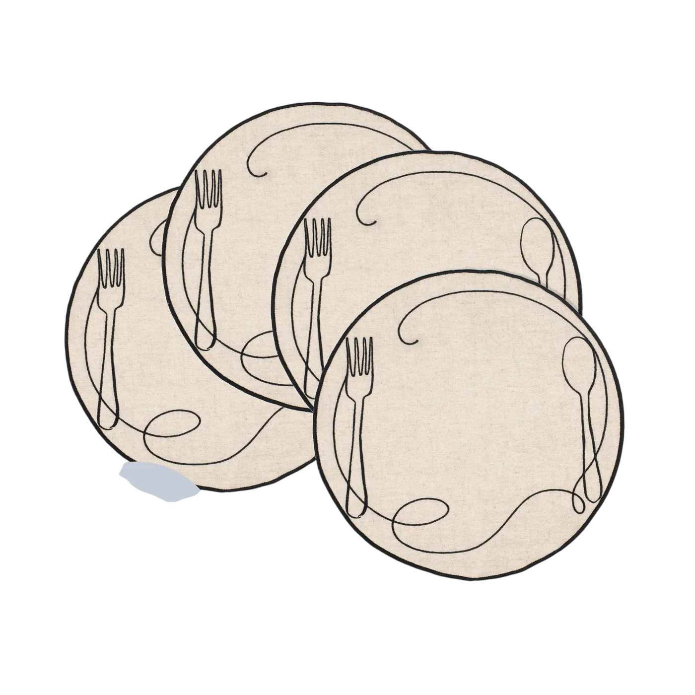 Line Drawing Embroidered Linen Placemats (Set of 4)