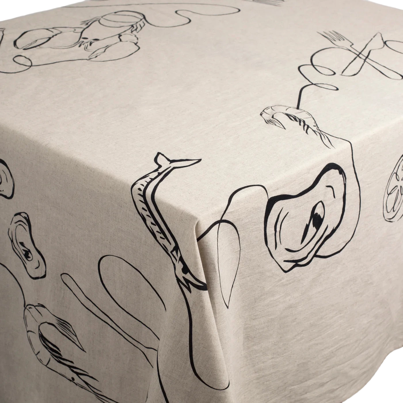 Line Drawing Linen Tablecloth