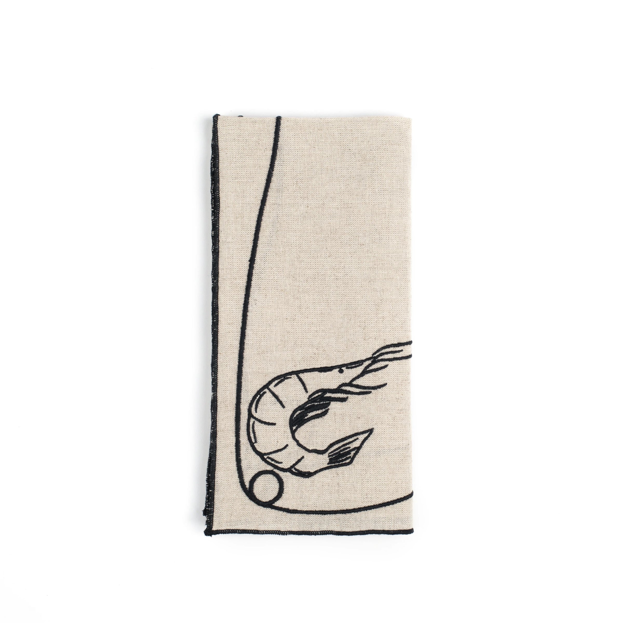 Line Drawing Embroidered Linen Napkins (Set of 4)