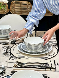 Line Drawing Linen Tablecloth