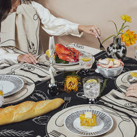Line Drawing Linen Tablecloth