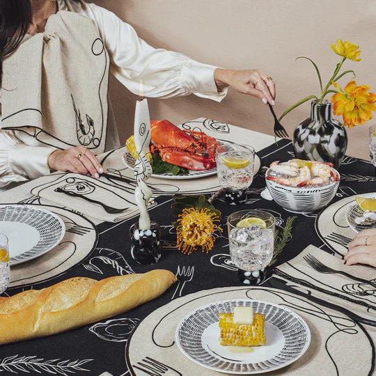 Line Drawing Linen Tablecloth