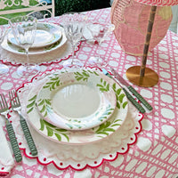 Bamboo pink trellis tablecloth