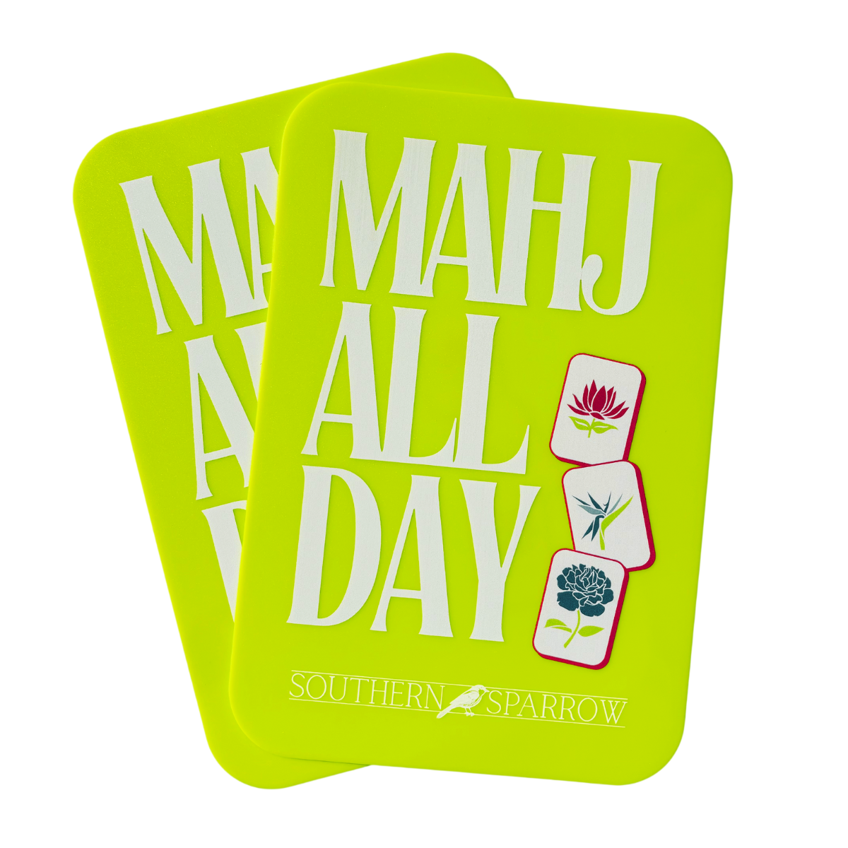 Mahjong Tile Shuffler Set - Mahj All Day in Electric Green