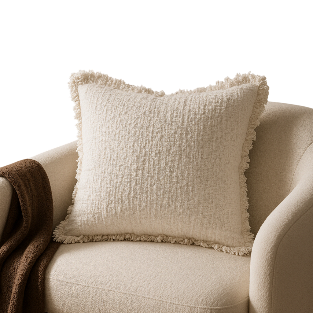 Marseille Pillow, Ivory Bouclé