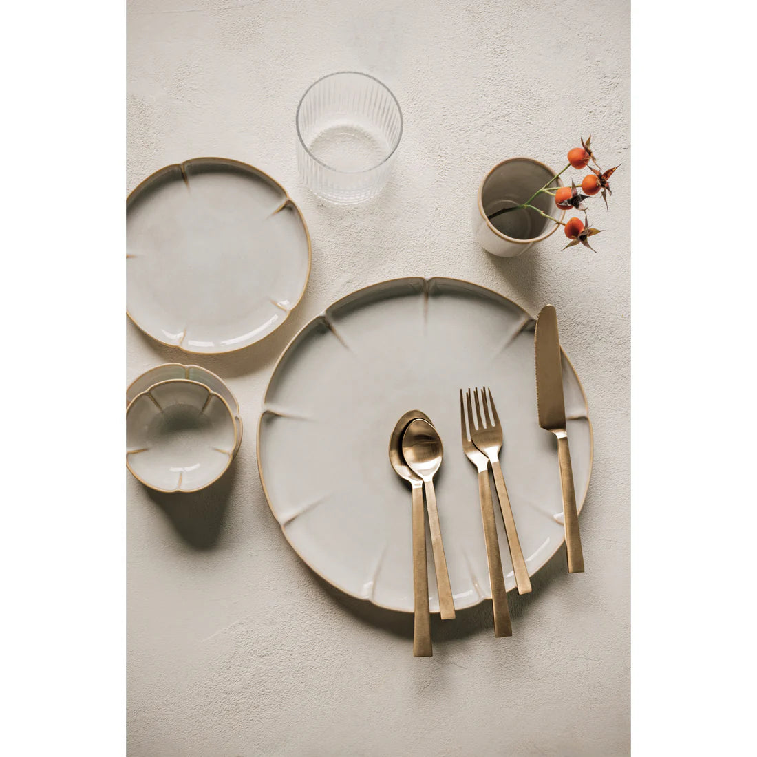 Matte Gold Edge Flatware (Set of 5)