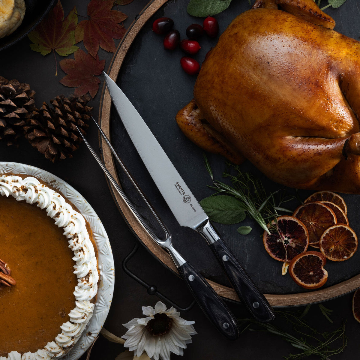Avanta Damascus 2 Pc Carving Set