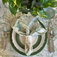 Montefalco Toile Cotton Napkin, Green & Cream