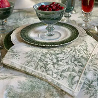 Montefalco Toile Cotton Napkin, Green & Cream
