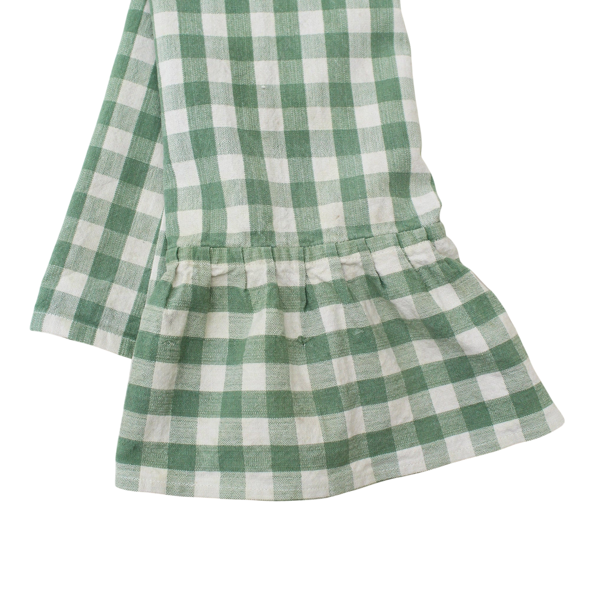 Moss Ruffled Gingham Dish Towel