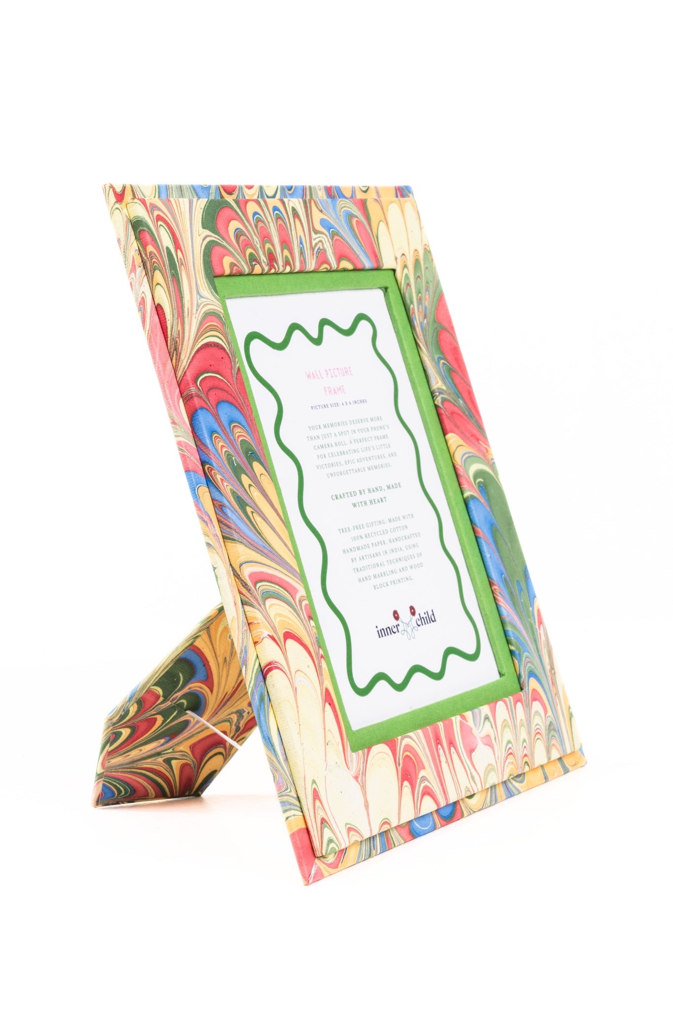 Hand-Marbled Picture Frame in Multicolor, 4" x 6"