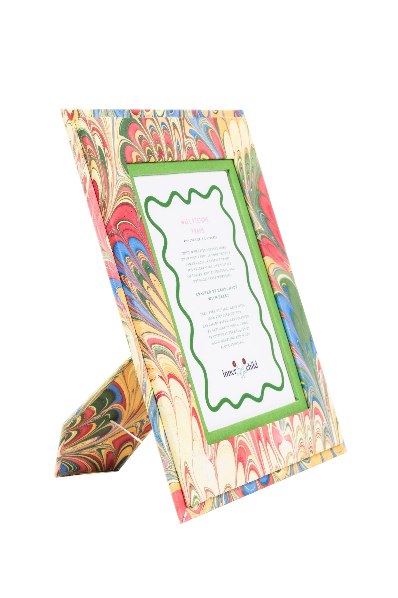 Hand-Marbled Picture Frame in Multicolor, 4" x 6"