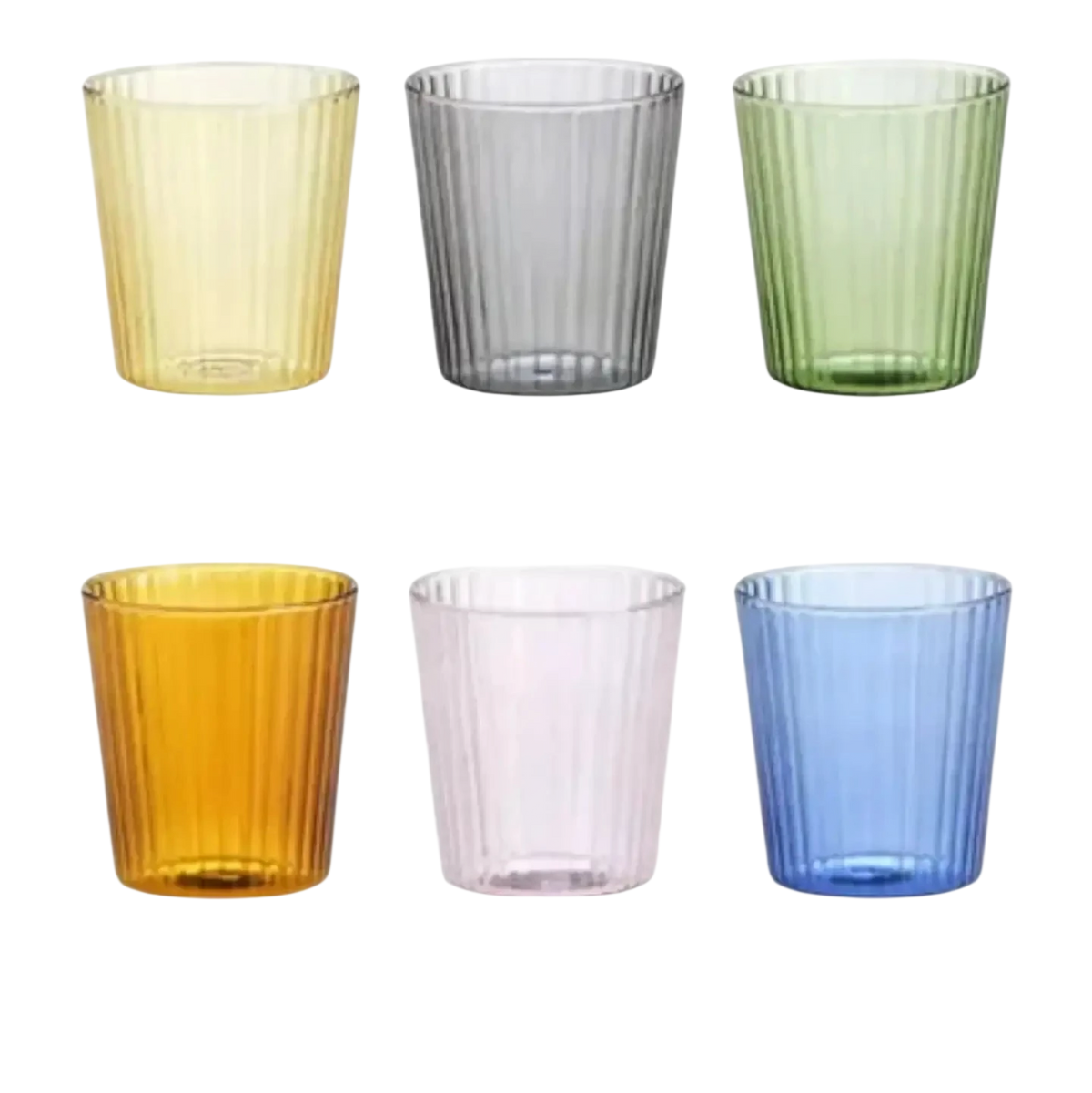 Narciso Set of 6 Pleated Water BorosilicateTumblers