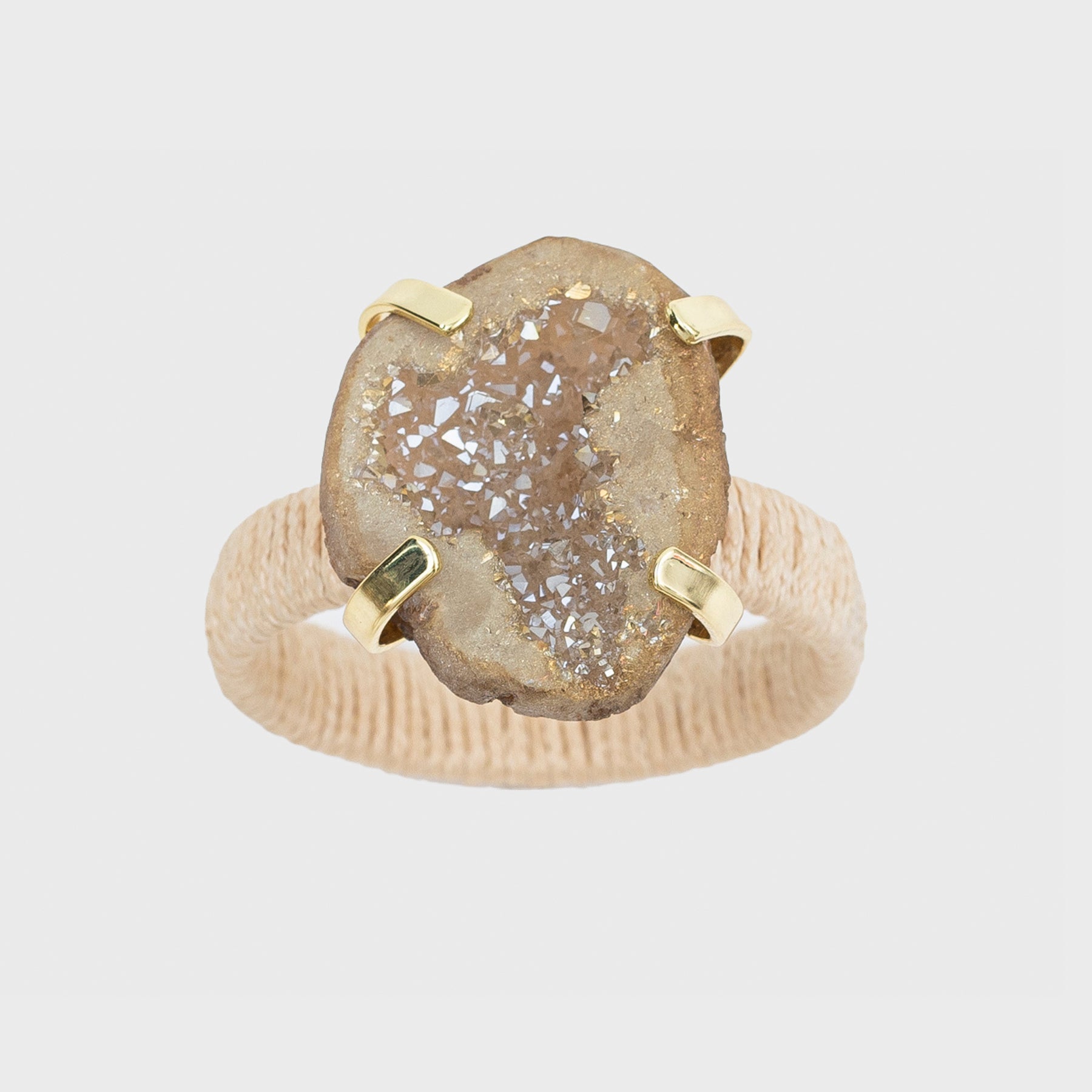 Rustic Druzy Napkin Rings - Natural (Set of 4)