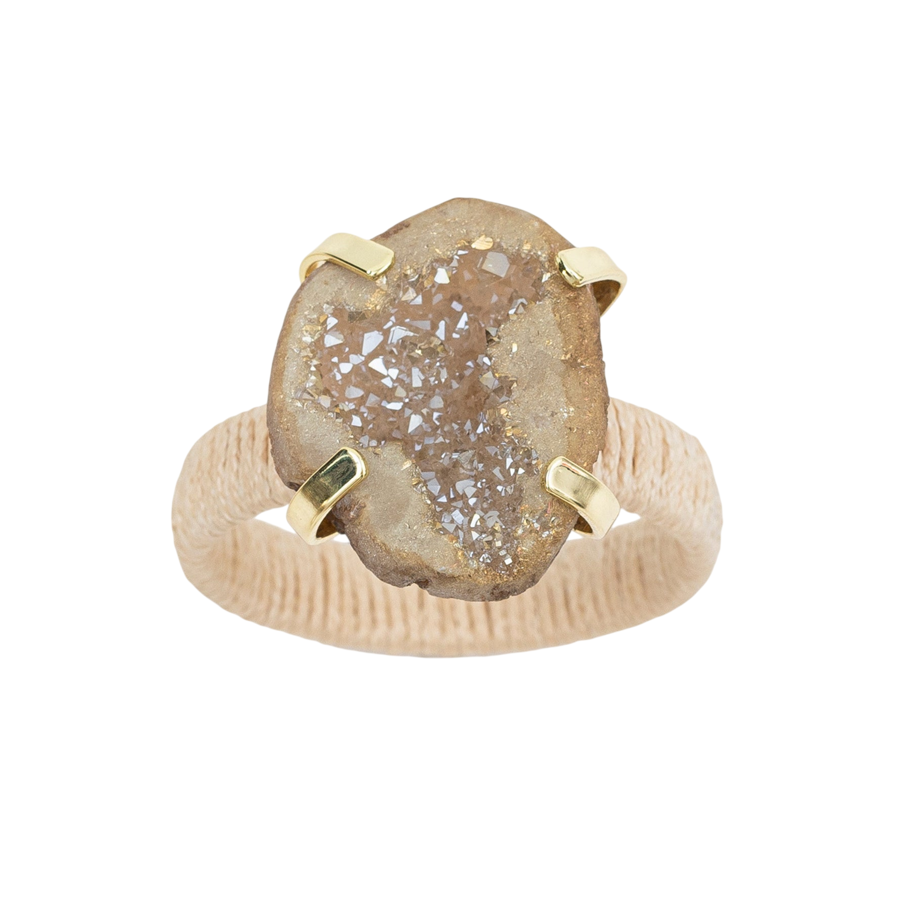 Rustic Druzy Napkin Rings - Natural (Set of 4)