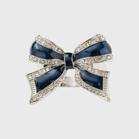 Enamel Bow Skinny Napkin Rings - Navy (Set of 4)