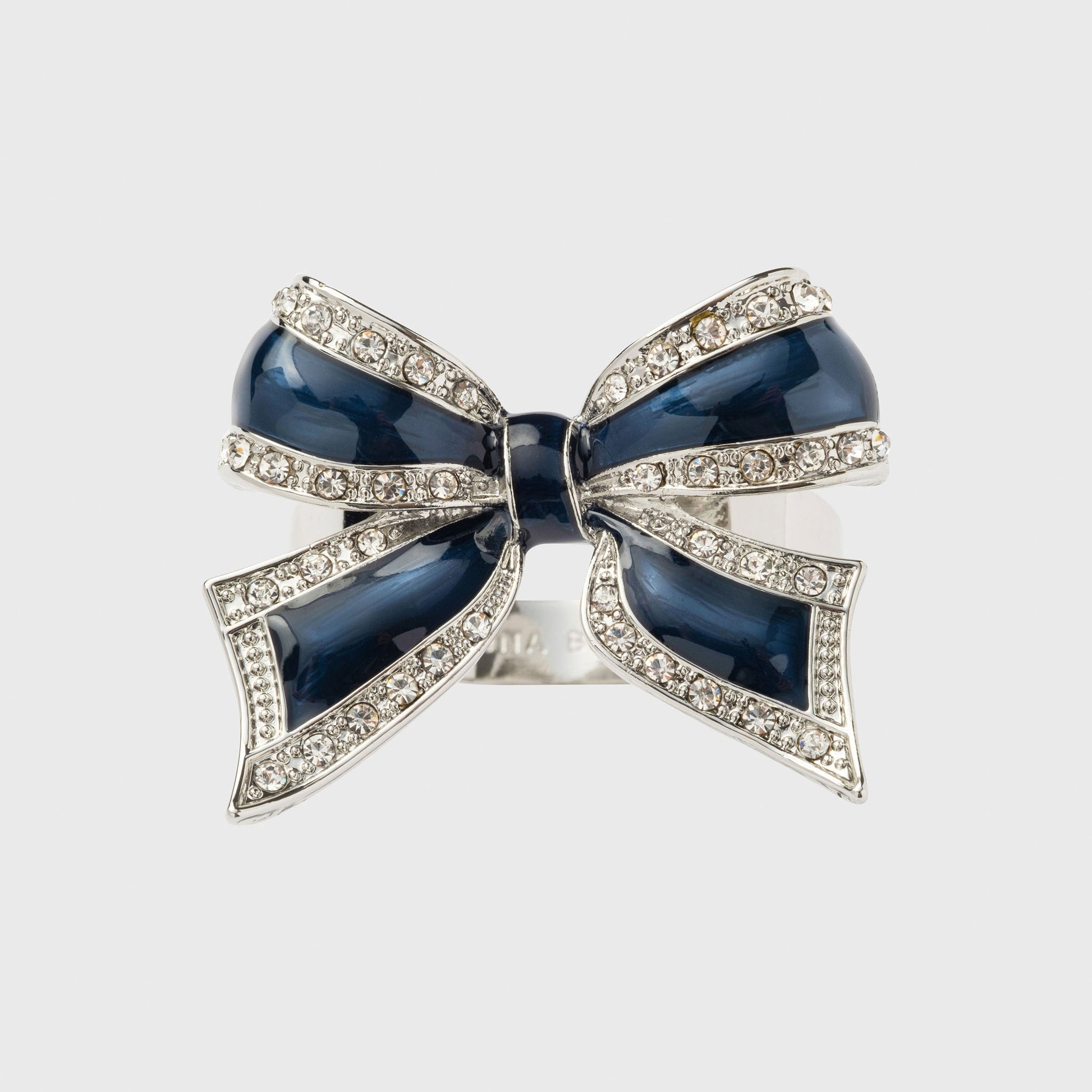 Enamel Bow Skinny Napkin Rings - Navy (Set of 4)