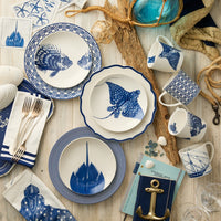 Triple Stripe Blue Dinner Napkins