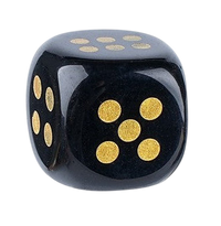 Dice - 15mm Natural Jade Laser Engraved Cube Dice with Rounded Edges Semi-Precious Stone (Set of 2)