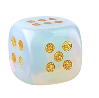 Dice - 15mm Natural Jade Laser Engraved Cube Dice with Rounded Edges Semi-Precious Stone (Set of 2)
