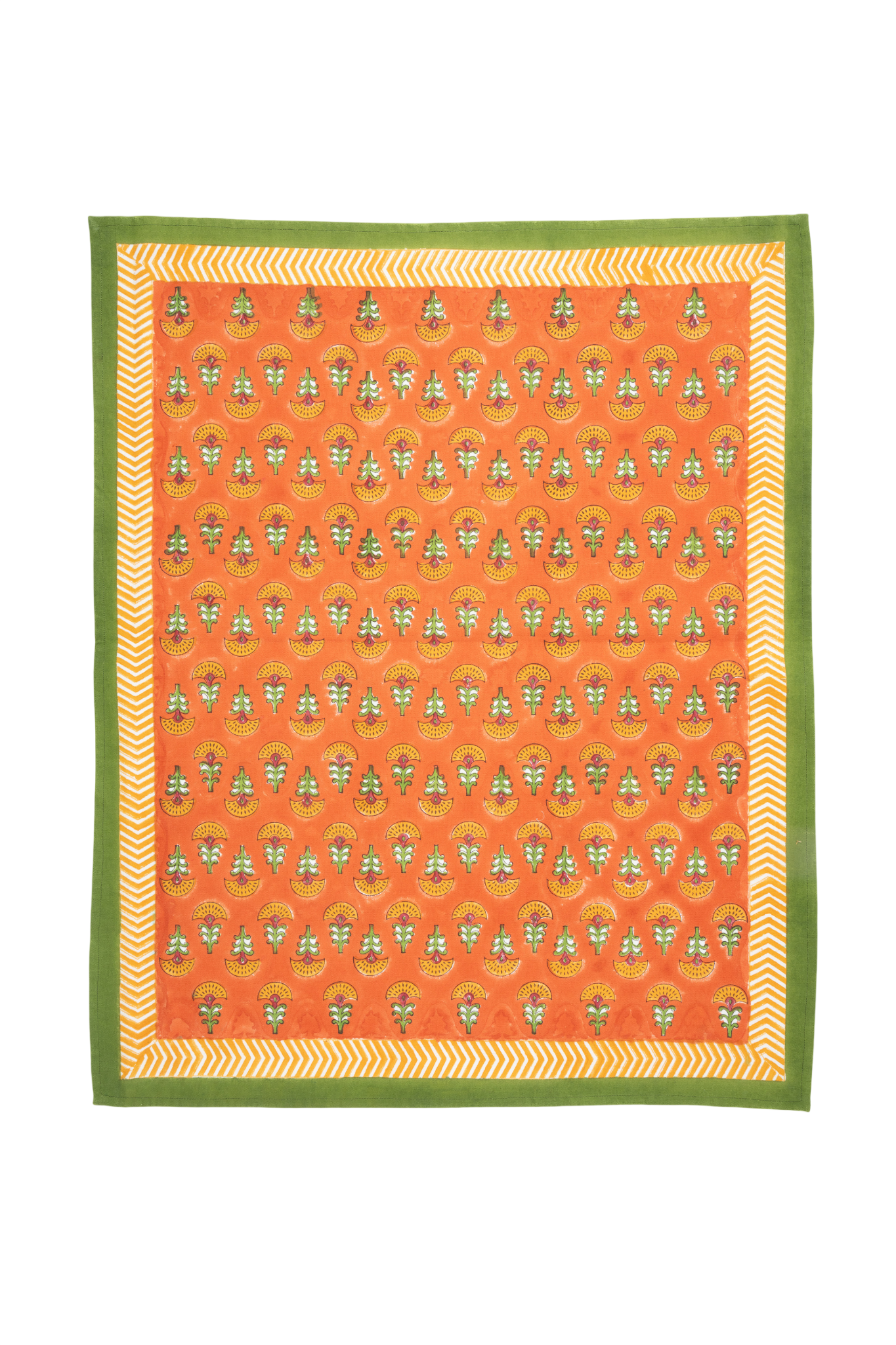 Orange Buti Blockprint Dish Towel
